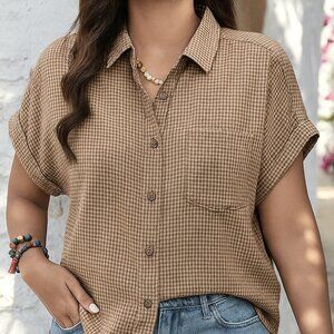 NWOT Women's Short Sleeve Super Soft Blouse Size L